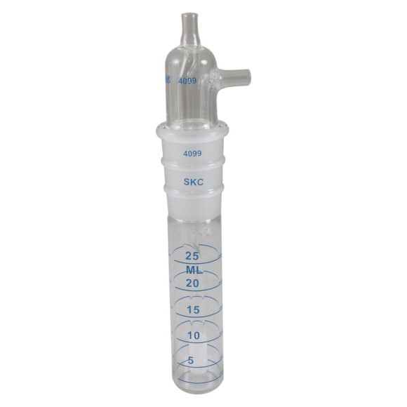 Spill-resistant Midget Impinger, Glass, 25 ml, Fritted Nozzle